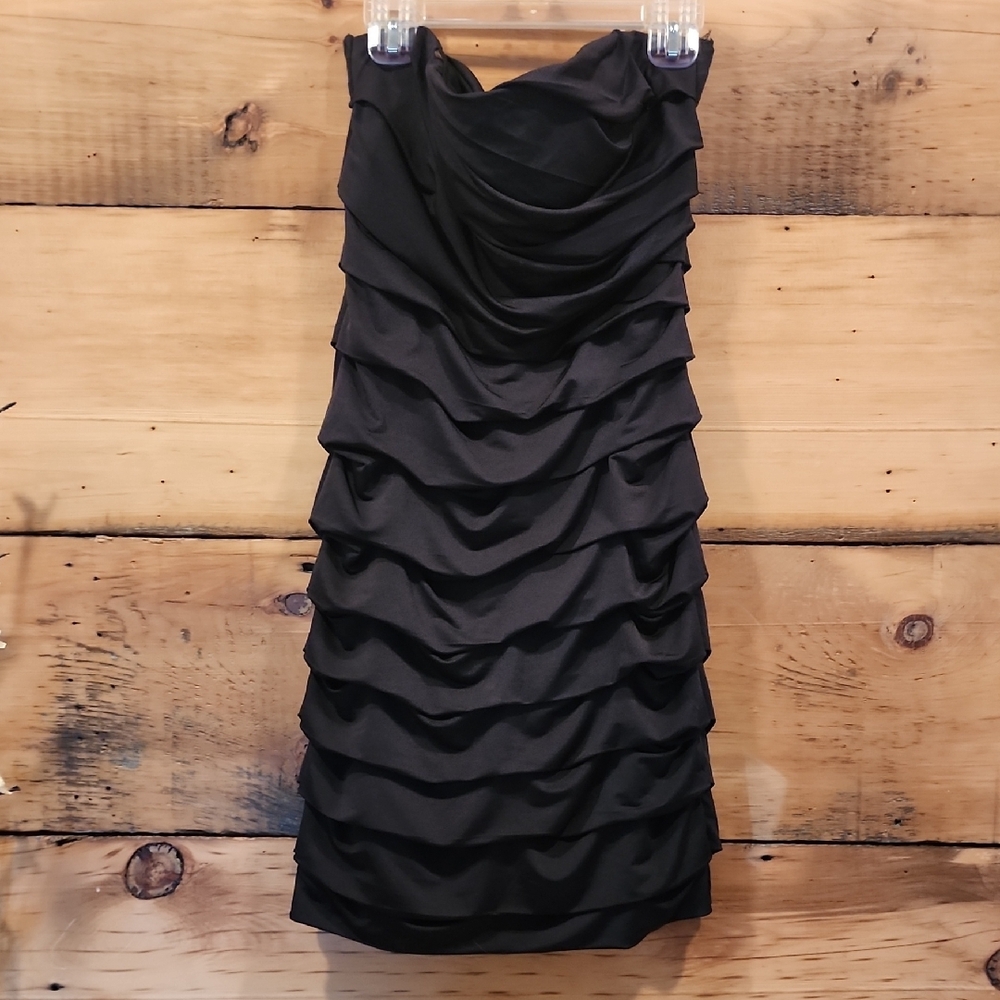 Speechless Black Strapless Tiered Sheath Dress